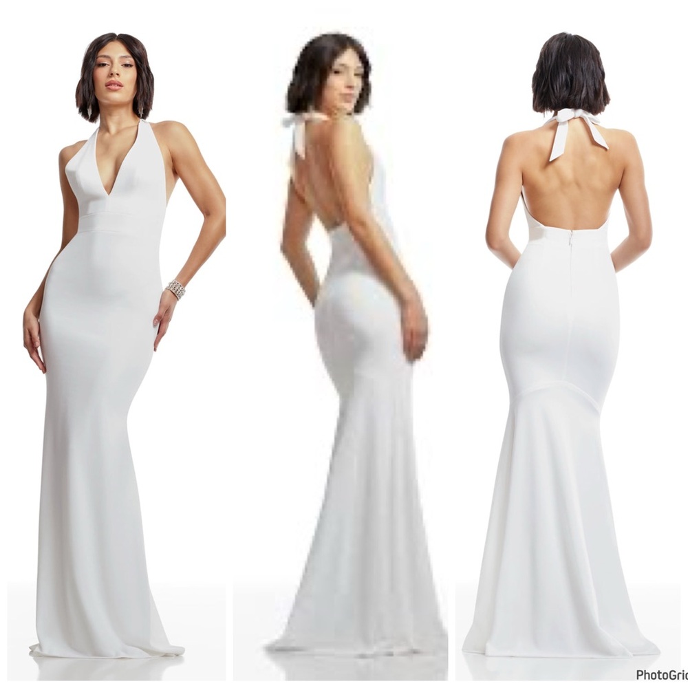 NWT Dress the Population Camden White‎ Mermaid Maxi Gown Nordstrom $268 Medium